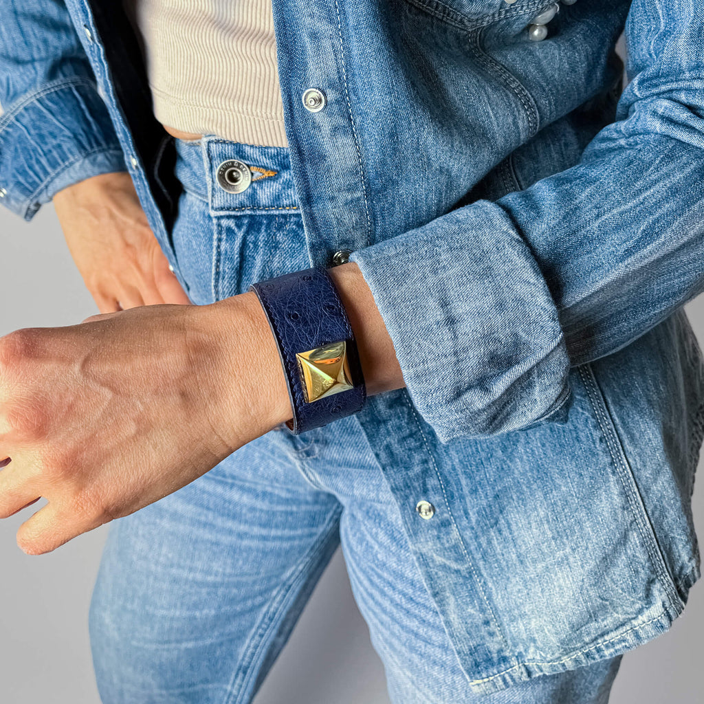 Medor Exotic Leather Bracelet 16 cm Blue