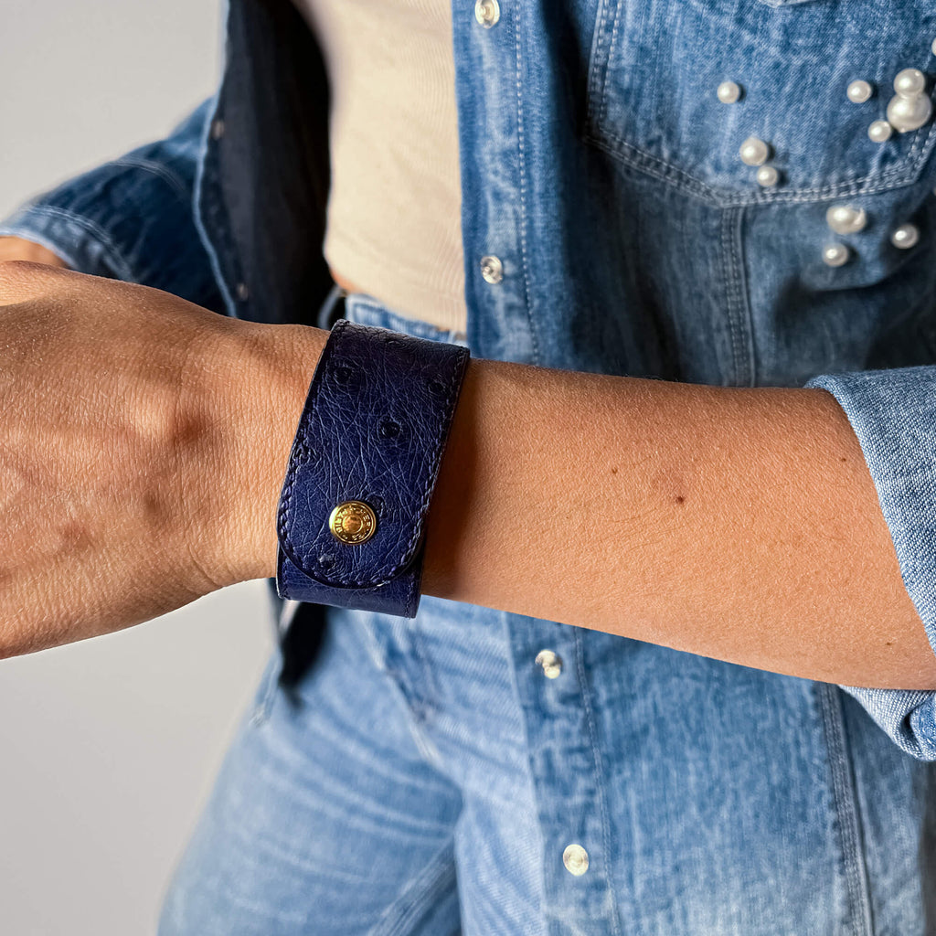 Medor Exotic Leather Bracelet 16 cm Blue