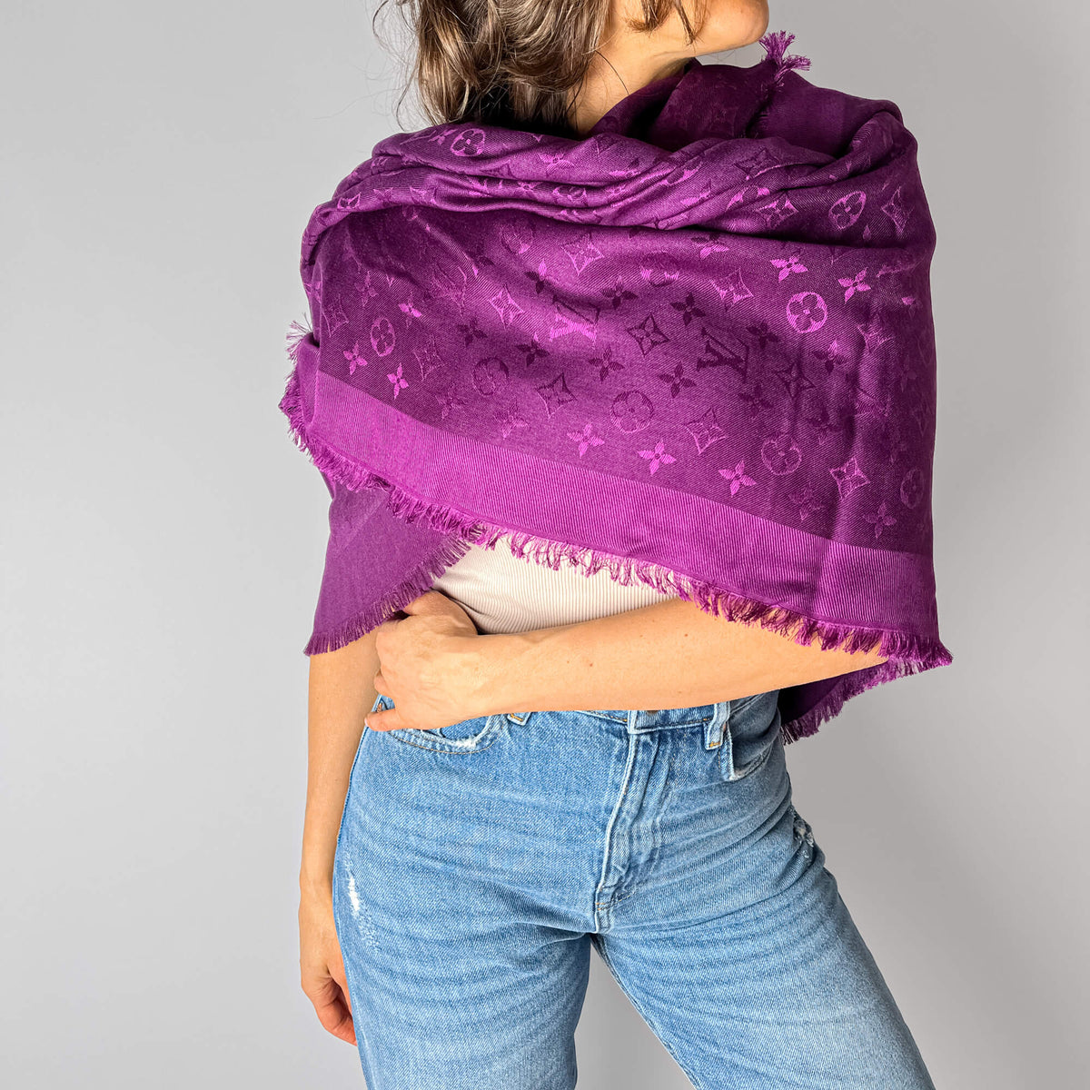 Classic Wool & Silk Foulard Purple