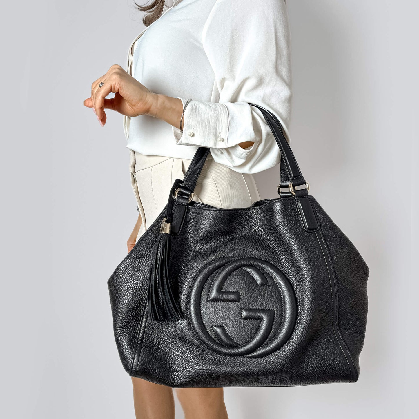 Soho Medium Leder Hobo Schultertasche Schwarz 