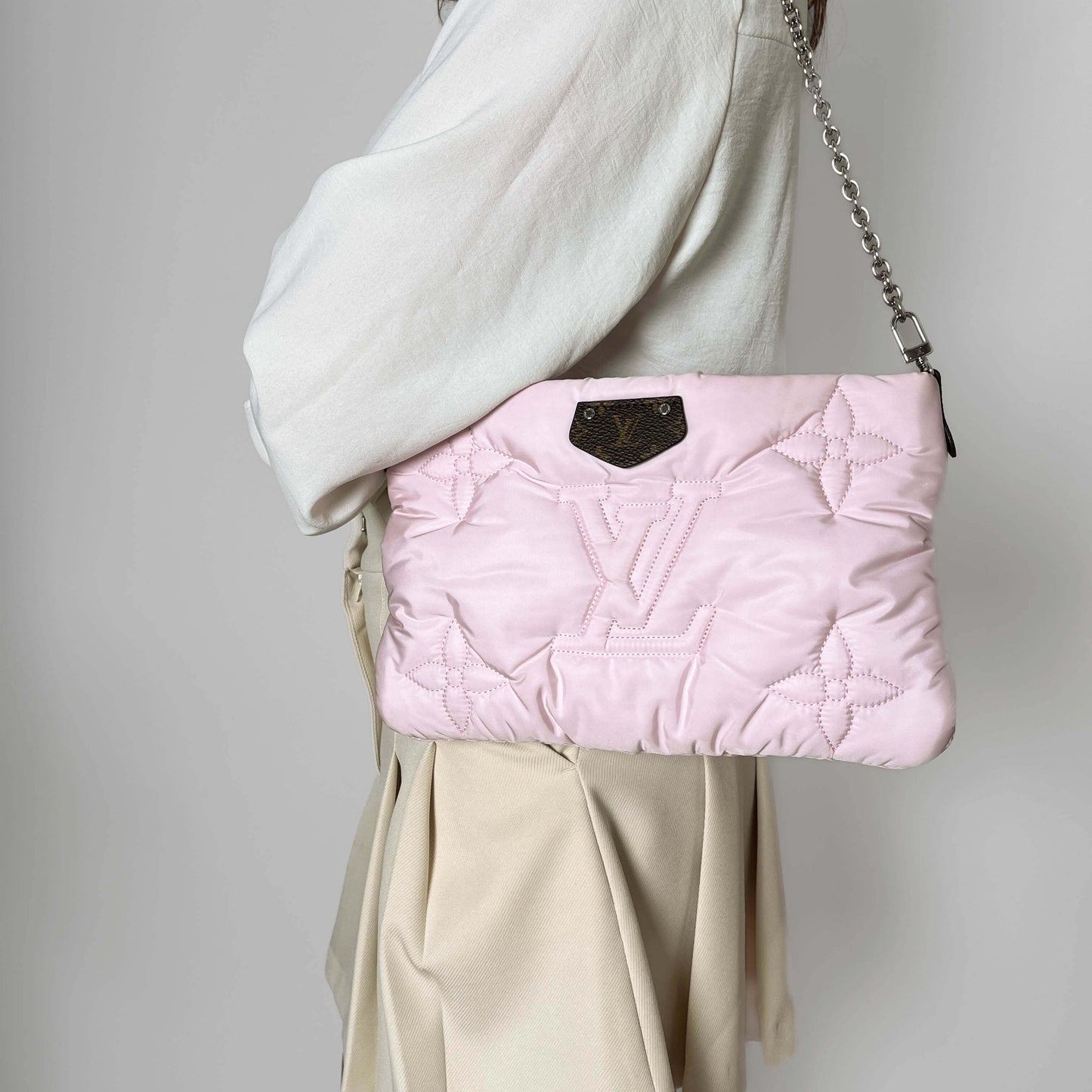 Maxi Multi Pochette Econyl Nylon Embossed Monogram Pouch Crossbody Bicolor