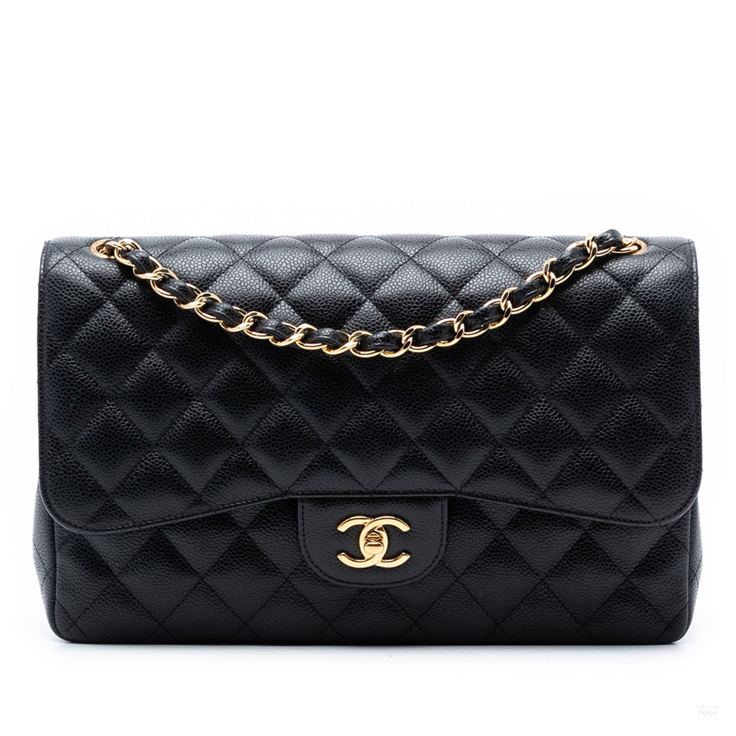 322512019 Chanel Jumbo Classic Caviar Double Flap Black 1