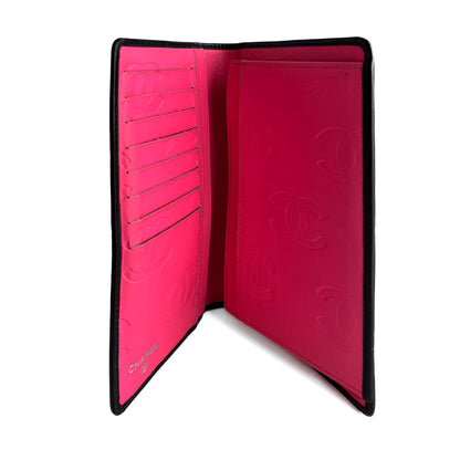 31 Rue Cambon Lambskin Leather Matelassè Vertical Long Wallet Black