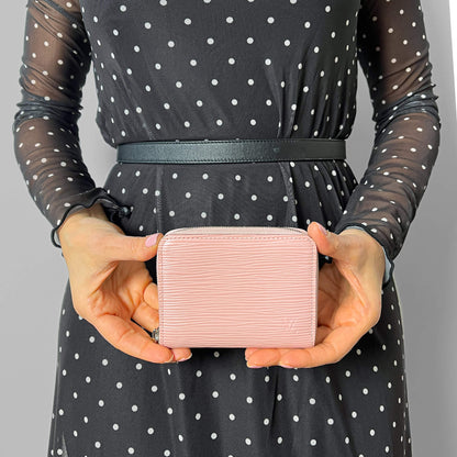 Compact Epi Leather Wallet Pink