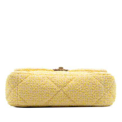 CHANEL 19 Medium Tweed Matelassè Flap Handbag Yellow