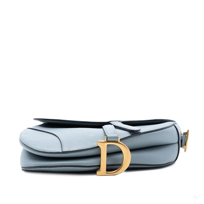 322602102 Dior Grained Calfskin Saddle Bag Blue 3