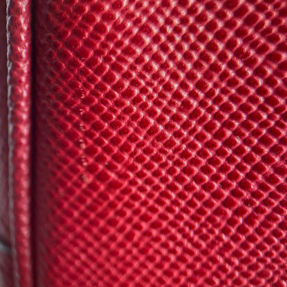 Double Saffiano Leather Tote Handbag Burgundy