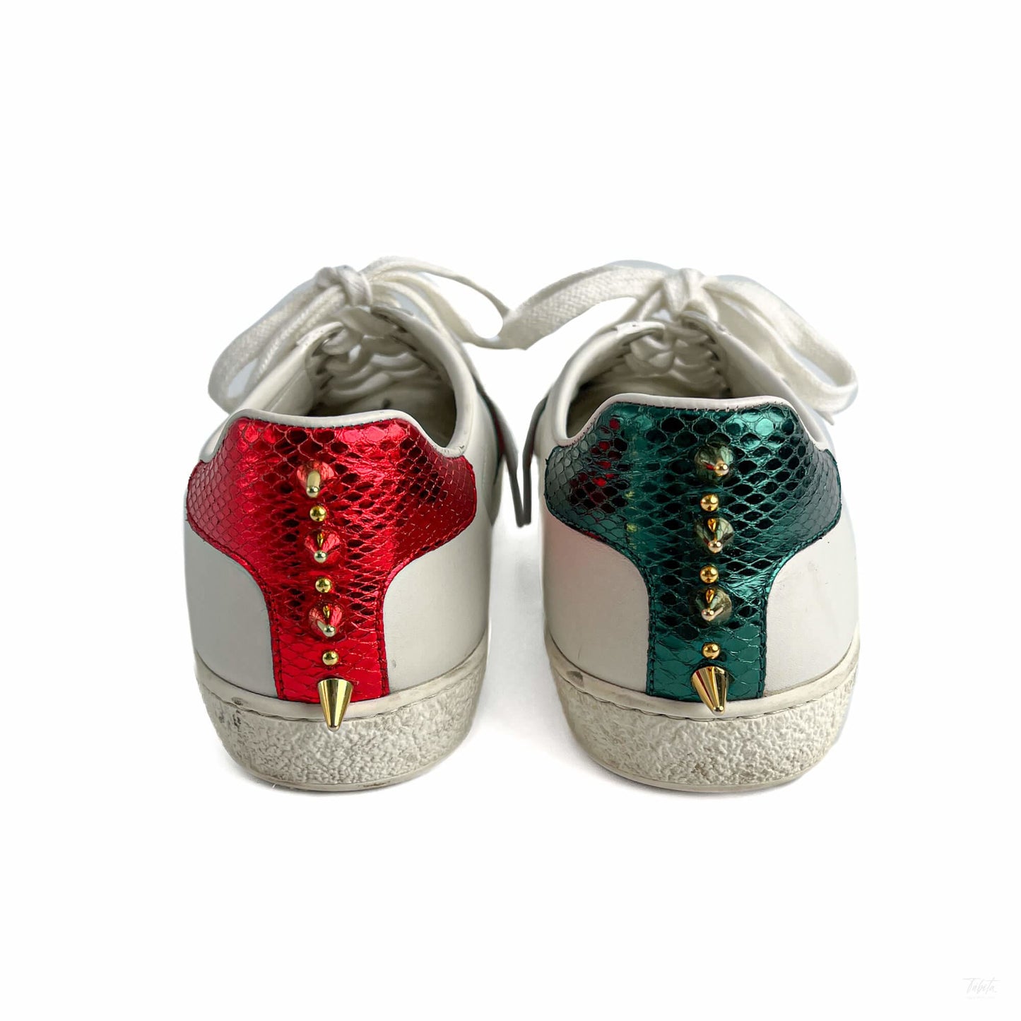322605011 Gucci Ace Pearls Leather Striped Sneakers 37 White (5)