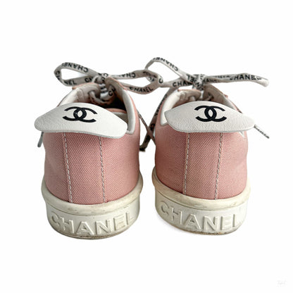 322605013 Chanel 19C Weekender Canvas Sneakers 38 Dust Pink (5)