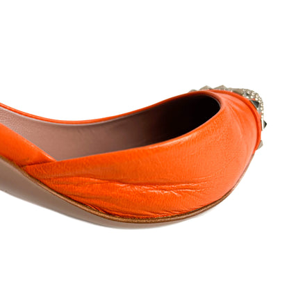 Studded Leather Pump 40 Orange