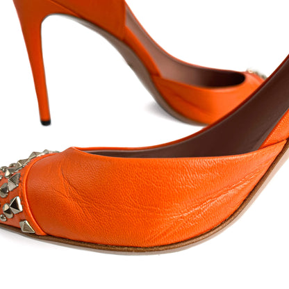 Studded Leather Pump 40 Orange