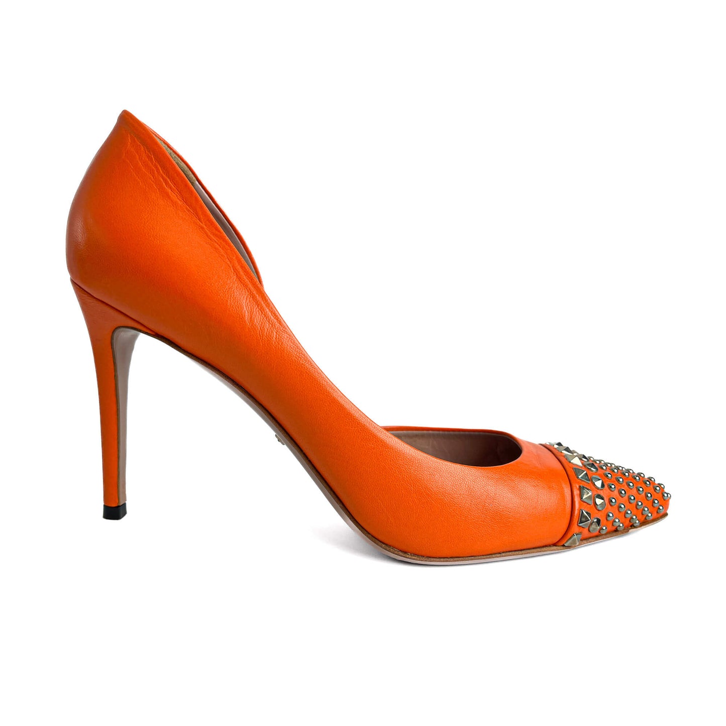 Studded Leather Pump 40 Orange