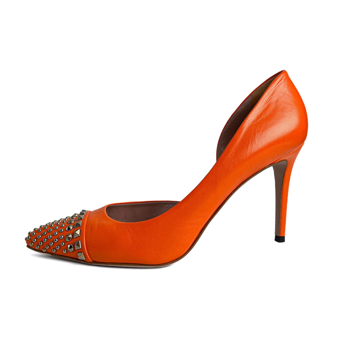 Studded Leather Pump 40 Orange