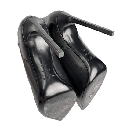 Chelsea Calfksin Leather High Heel Ankle Boots 40 1/2 Black