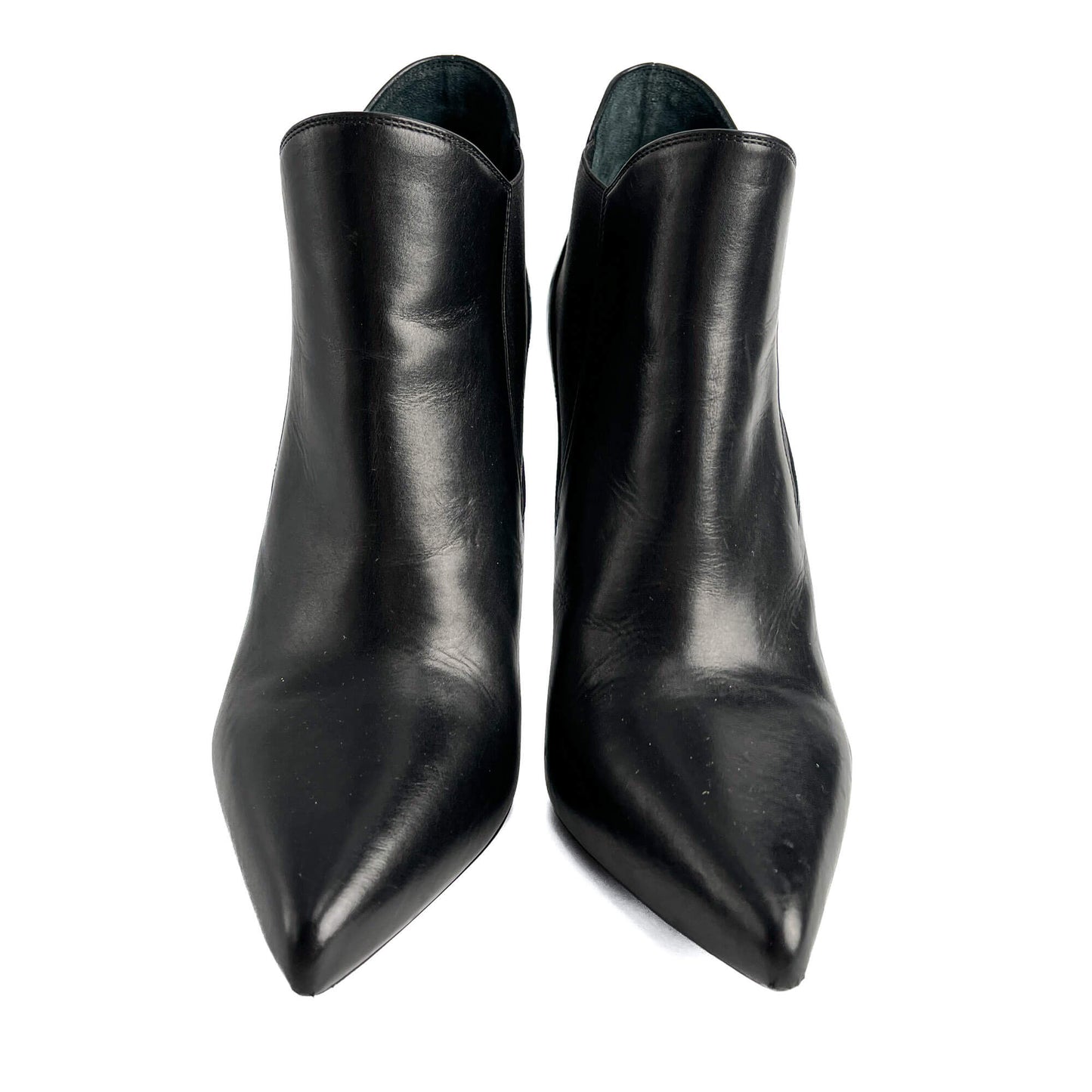 Chelsea Calfksin Leather High Heel Ankle Boots 40 1/2 Black