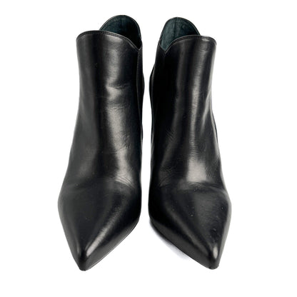 Chelsea Calfksin Leather High Heel Ankle Boots 40 1/2 Black