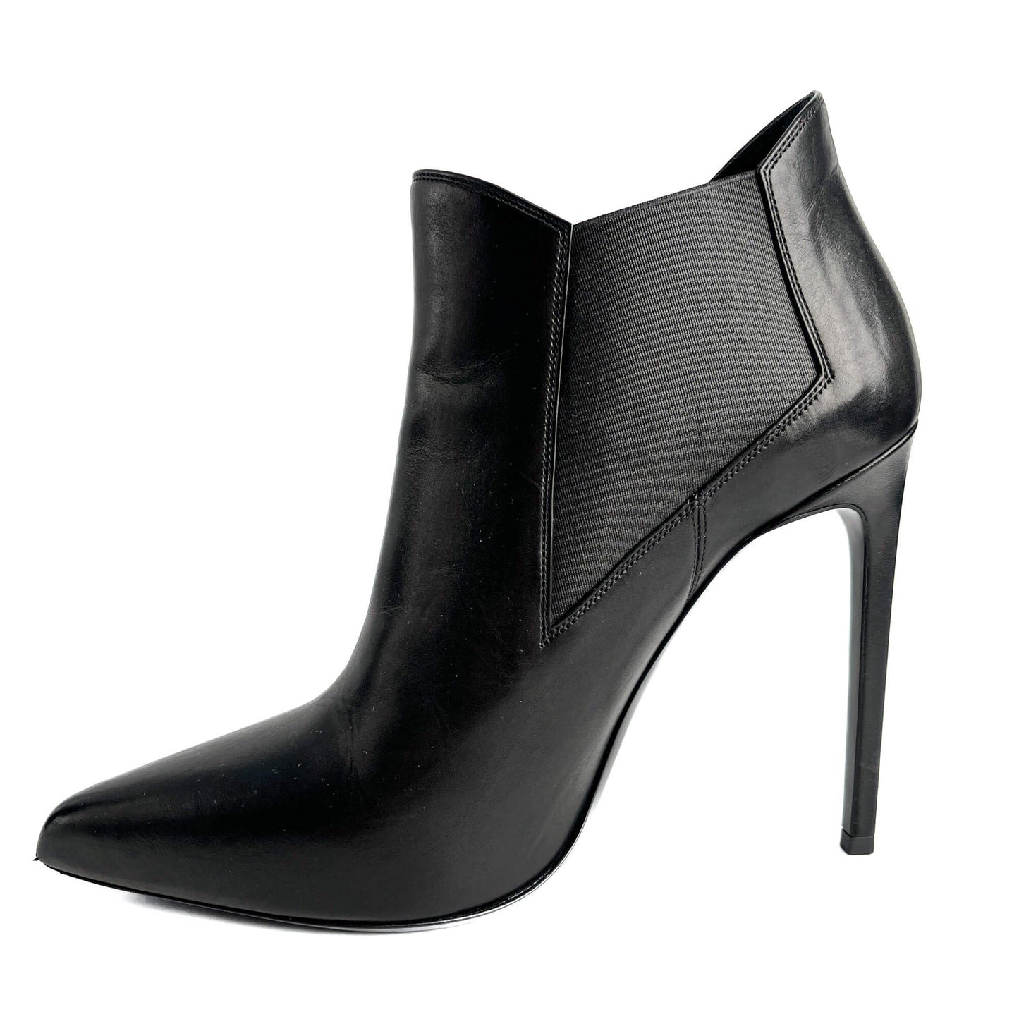 Chelsea Calfksin Leather High Heel Ankle Boots 40 1/2 Black