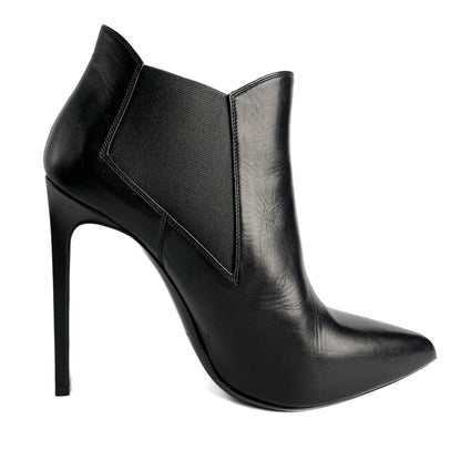 Chelsea Calfksin Leather High Heel Ankle Boots 40 1/2 Black