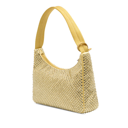 Re-Edition 2000 Satin & Crystal Pouch Crossbody Yellow 