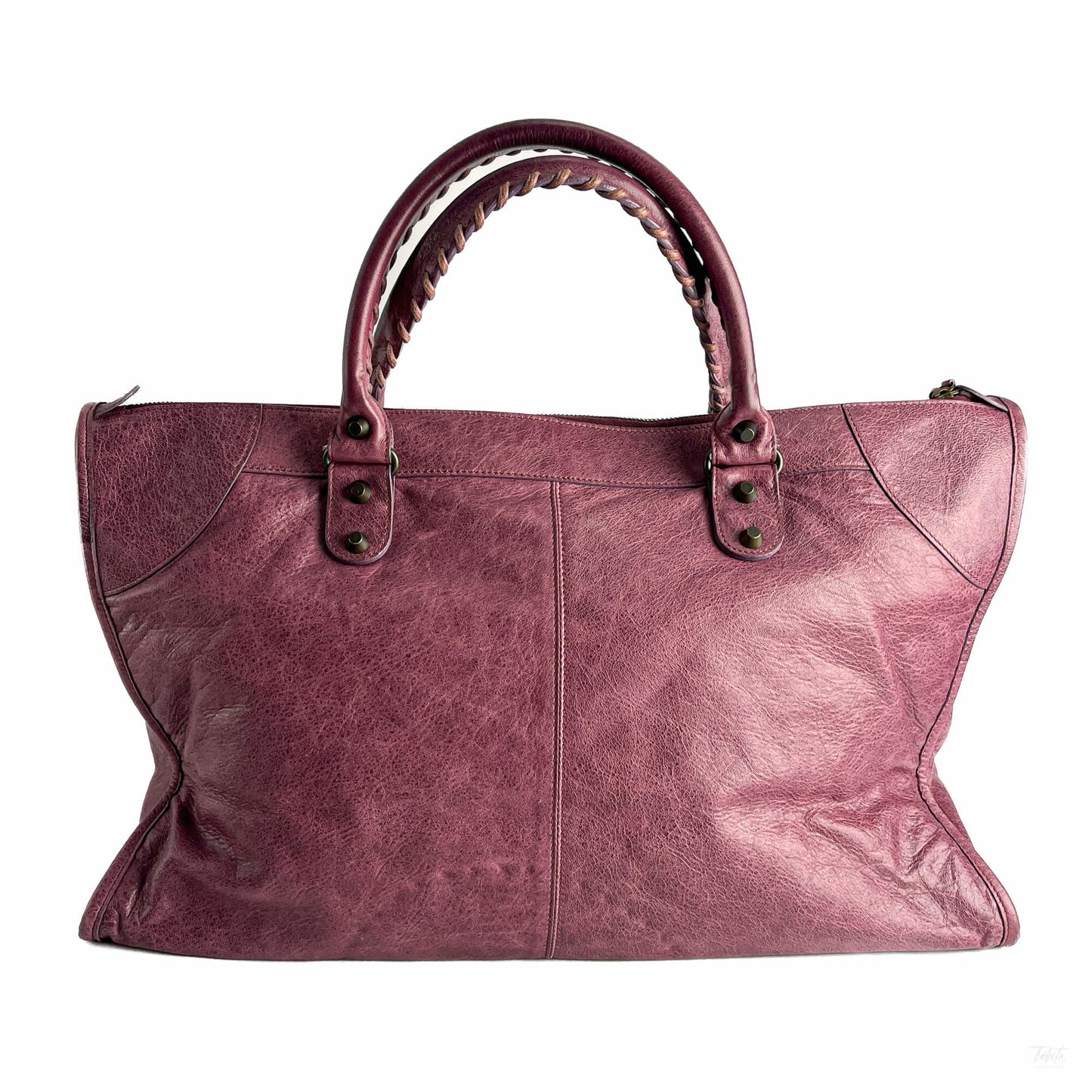 322605085 Balenciaga Le City Large Leather NO SHOULDER STRAP Shoulder Bag Purple (6)