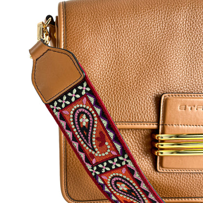 Rainbow Leather Flap Shoulder Bag Caramel 