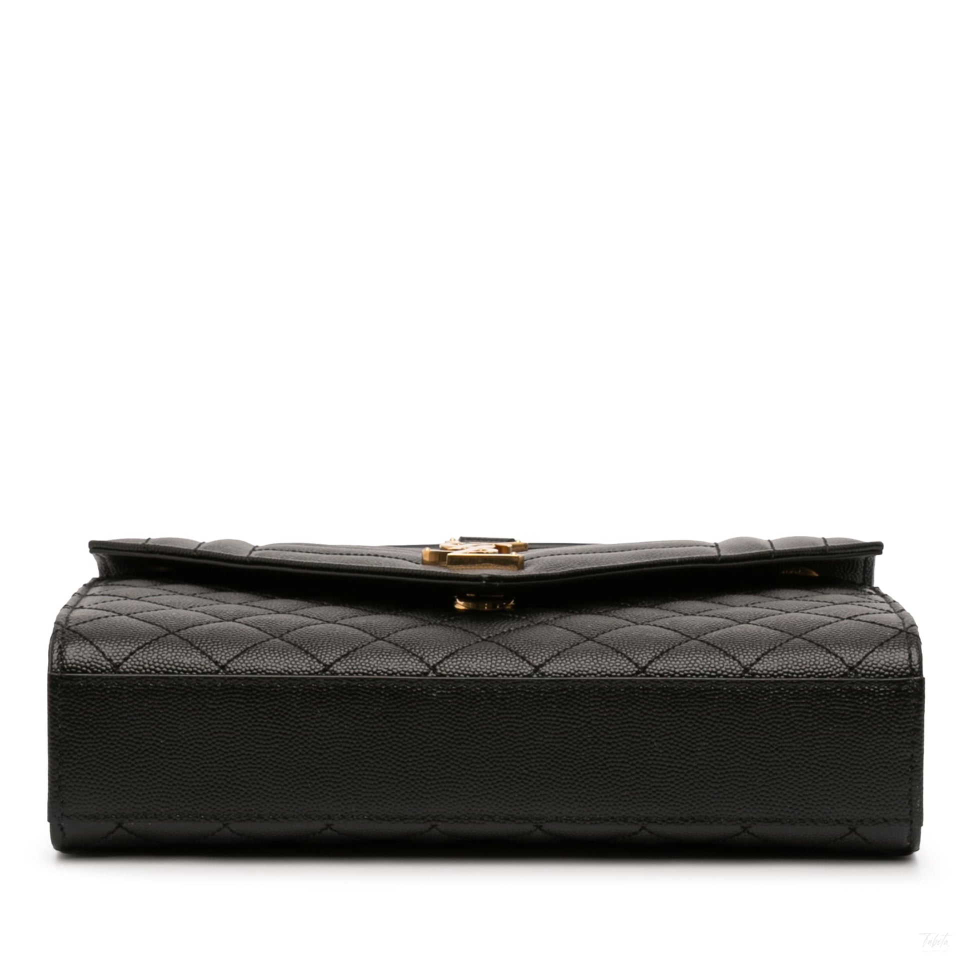 322605111 Saint Laurent Medium Grain De Poudre Triquilt Monogram Envelope Bag Black 3