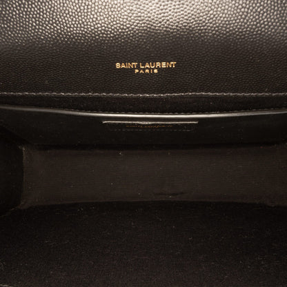 322605111 Saint Laurent Medium Grain De Poudre Triquilt Monogram Envelope Bag Black 4