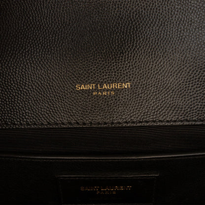 322605111 Saint Laurent Medium Grain De Poudre Triquilt Monogram Envelope Bag Black 5