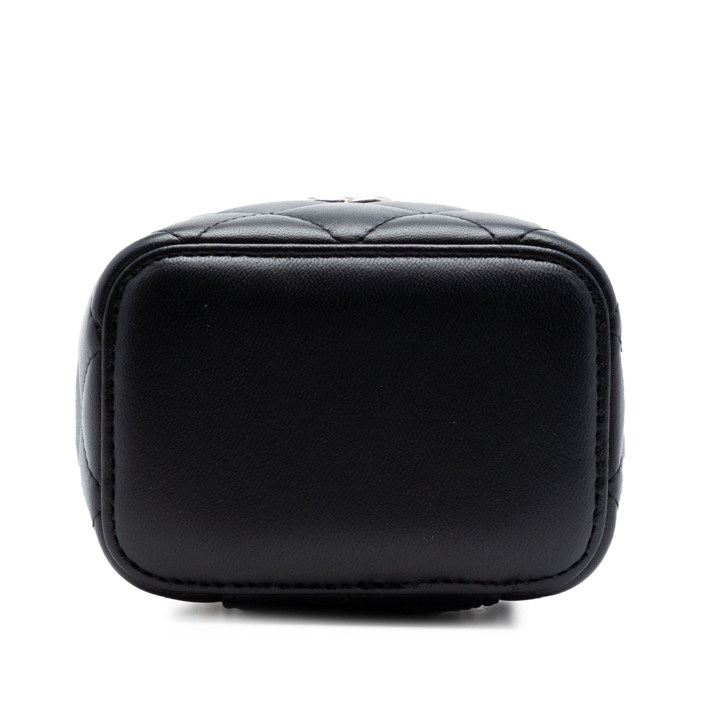Vanity Case Mini Lambskin Leather Quilted Handbag Black
