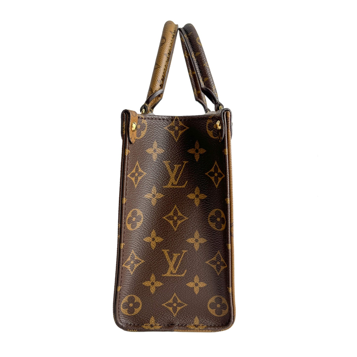 Onthego PM Canvas Monogram Giant Shopper Handbag Monogram Reverse