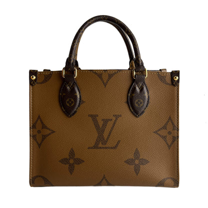 Onthego PM Canvas Monogram Giant Shopper Handbag Monogram Reverse