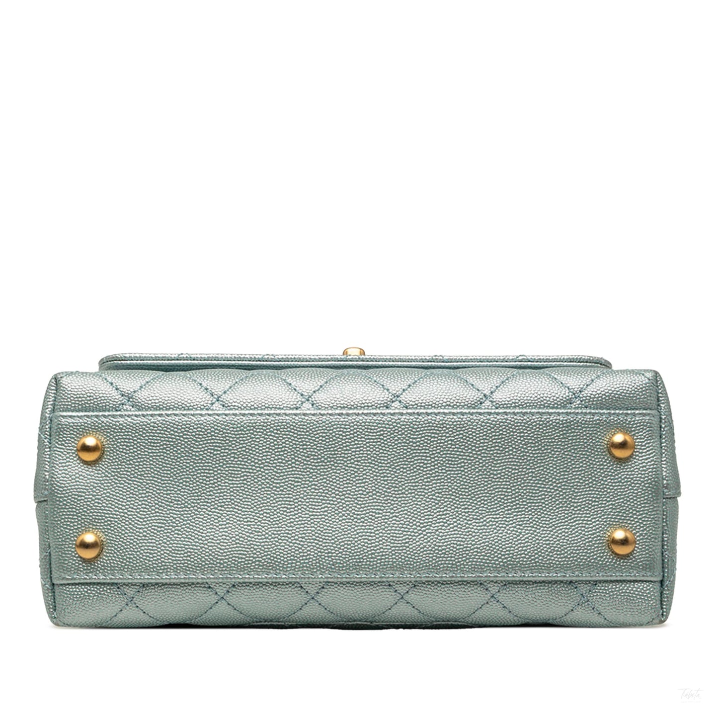 322606053 Chanel Mini Metallic Caviar Coco Top Handle Bag Blue 3