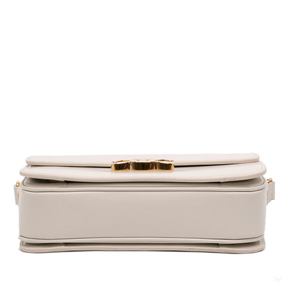322606056 Celine Classique Shiny Calfskin Triomphe Crossbody White 3
