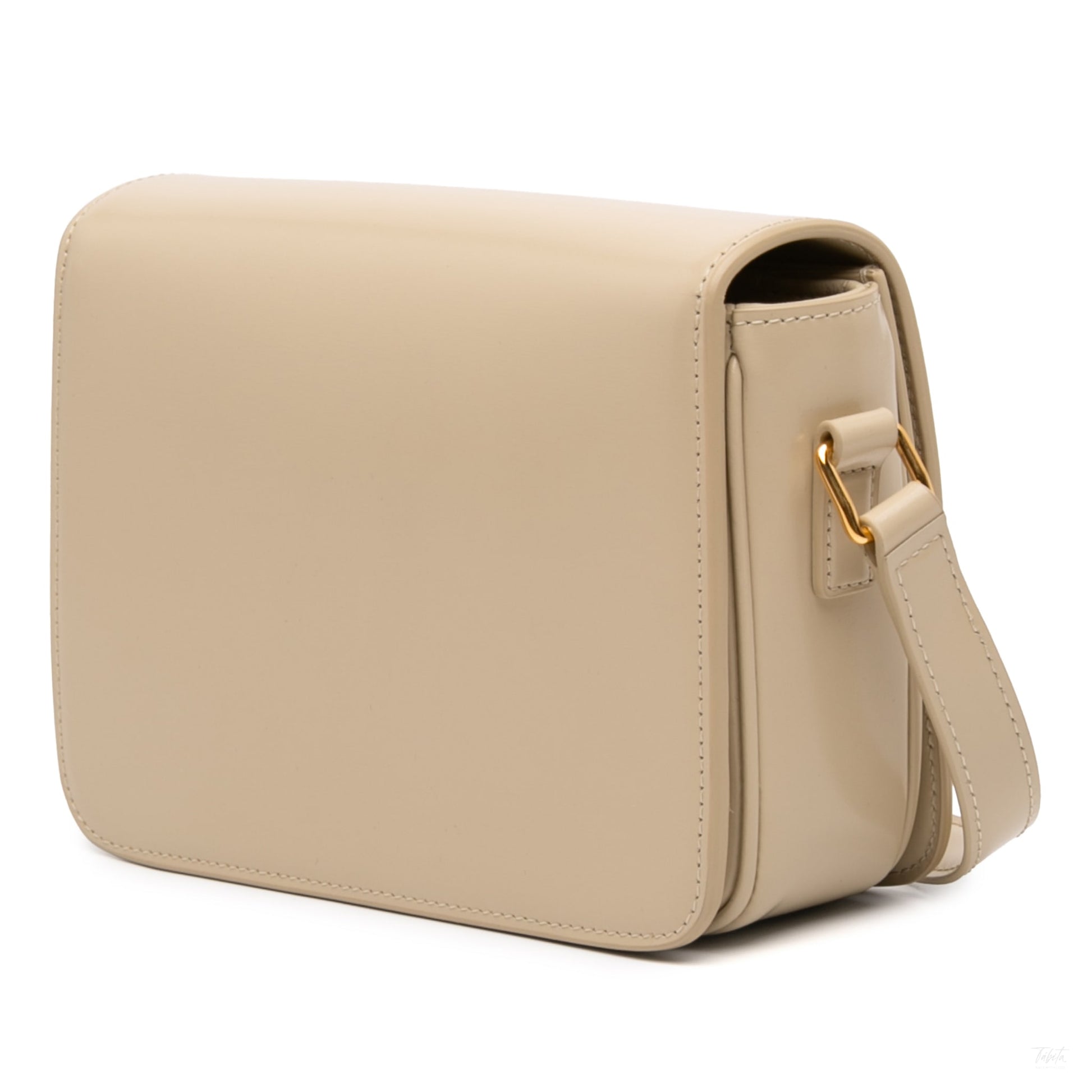 322606058 Celine Teen Shiny Calfskin Triomphe Crossbody Beige 2