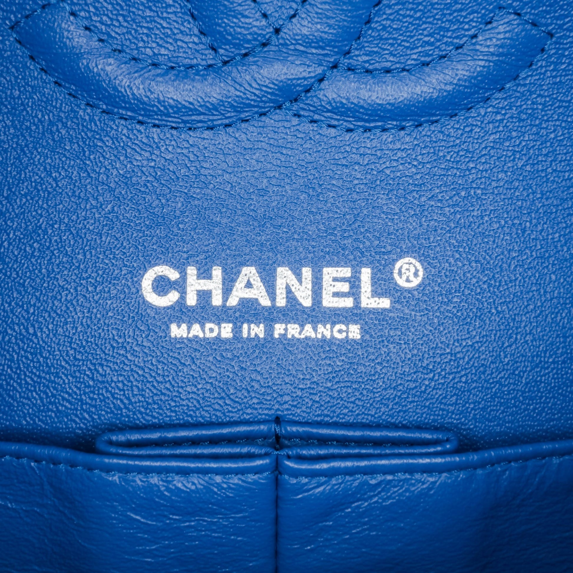 322606060 Chanel Medium Classic Chevron Caviar Double Flap Blue 5