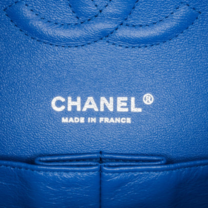 322606060 Chanel Medium Classic Chevron Caviar Double Flap Blue 5
