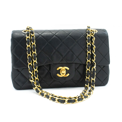 Classic Double Flap Small Lambskin Leather Matelassè Shoulder Bag Black