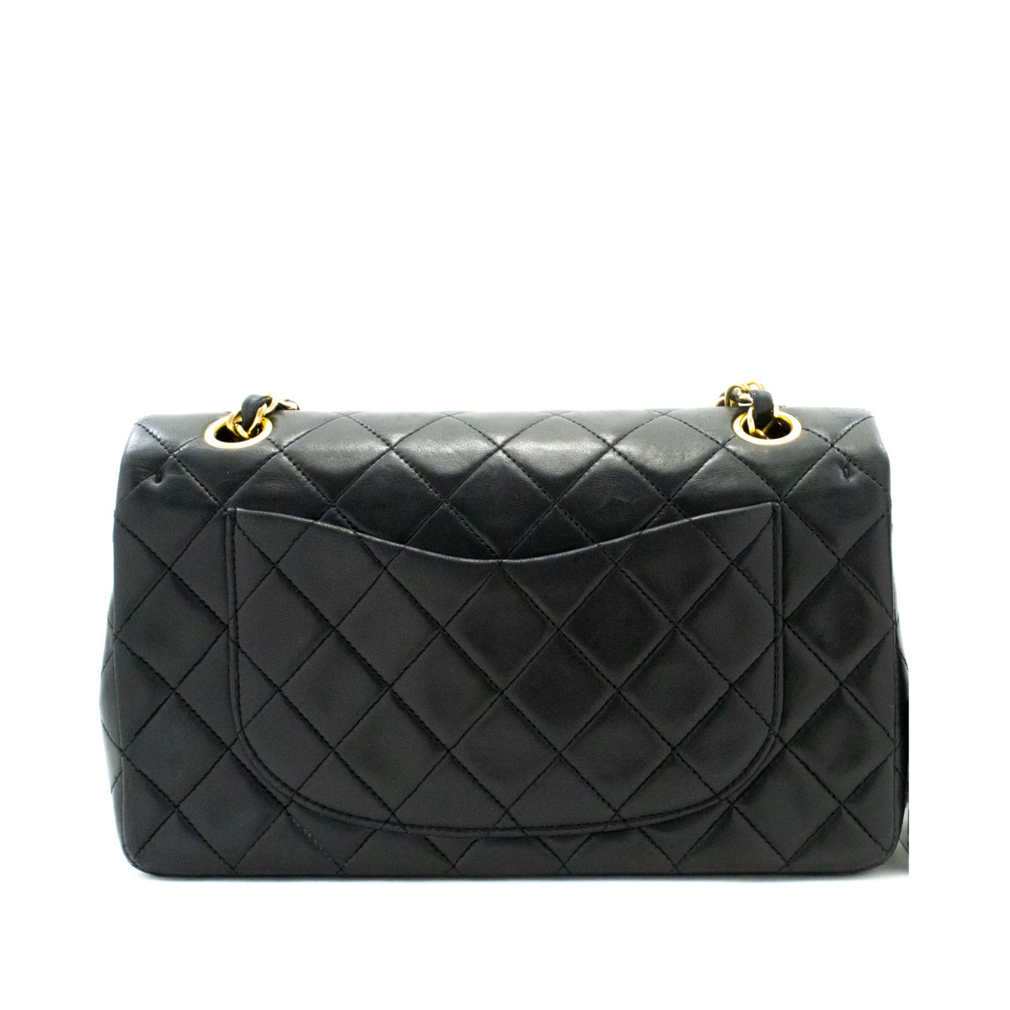 Classic Double Flap Small Lambskin Leather Matelassè Shoulder Bag Black