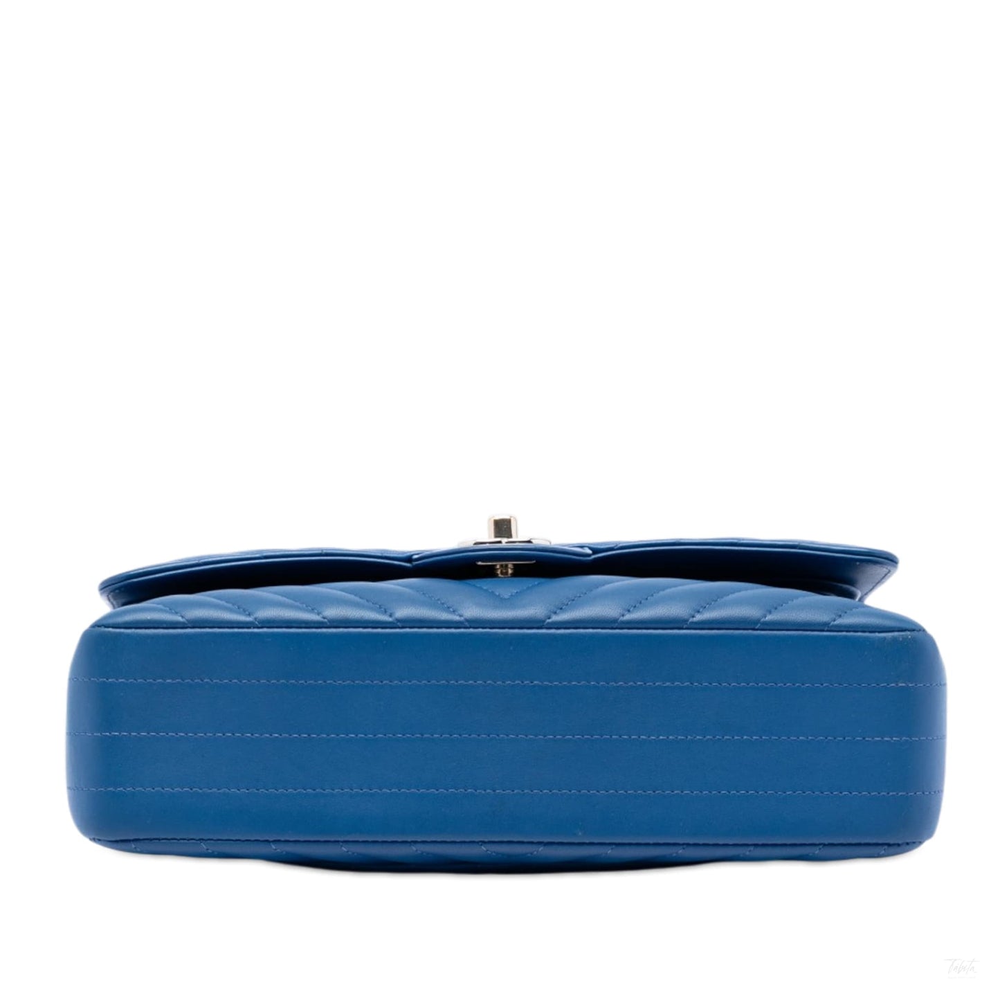 322606090 Chanel Medium Classic Chevron Lambskin Double Flap Blue 3