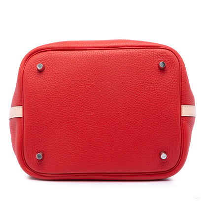322606091 Hermès Bicolor Clemence and Swift Picotin Lock 22 Red 3