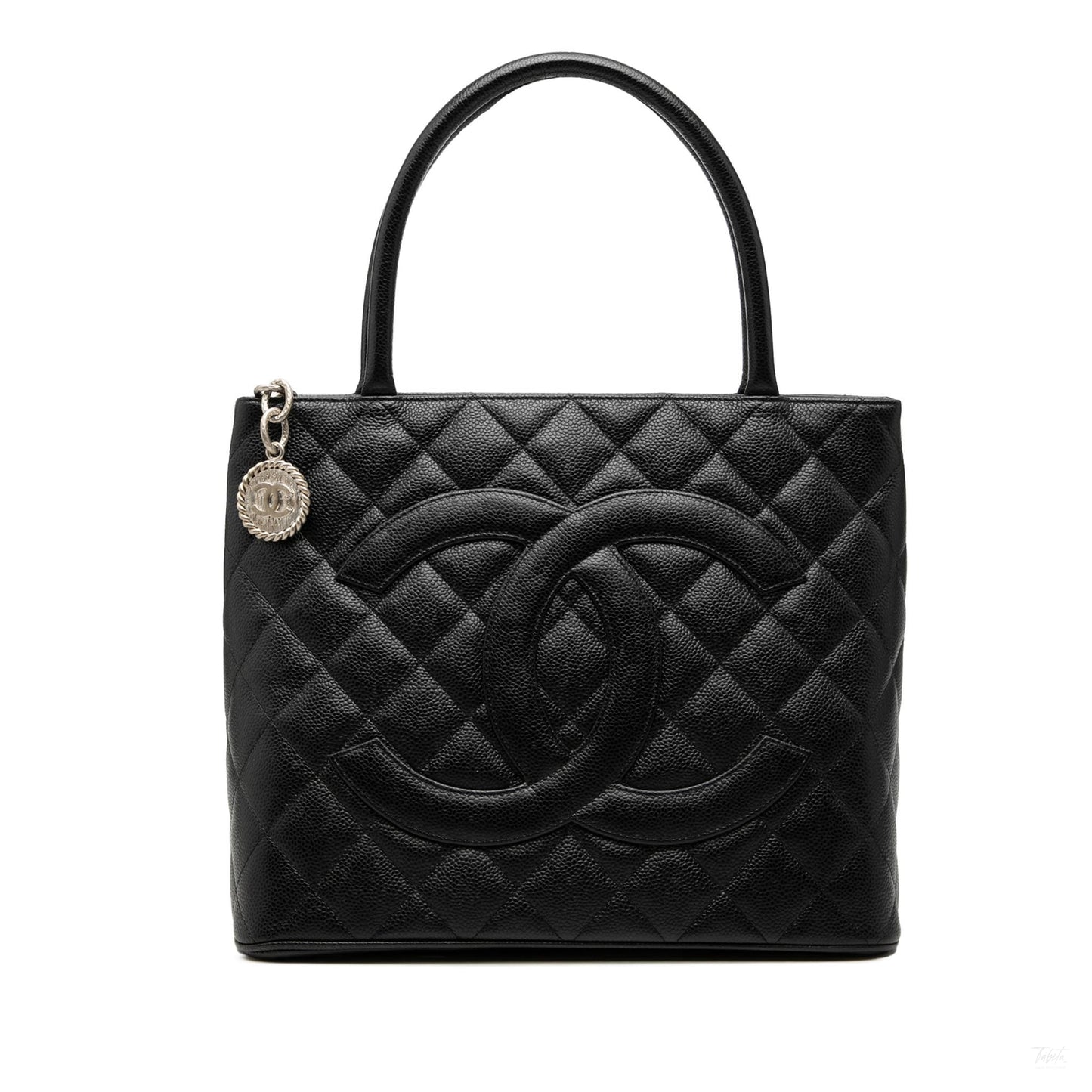322606095 Chanel Caviar Medallion Tote Black 1