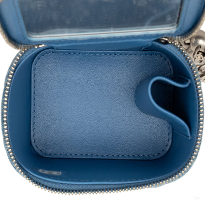 322606107 Chanel Mini Quilted Denim Camellia Sweetheart Vanity Case With Chain Blue 4