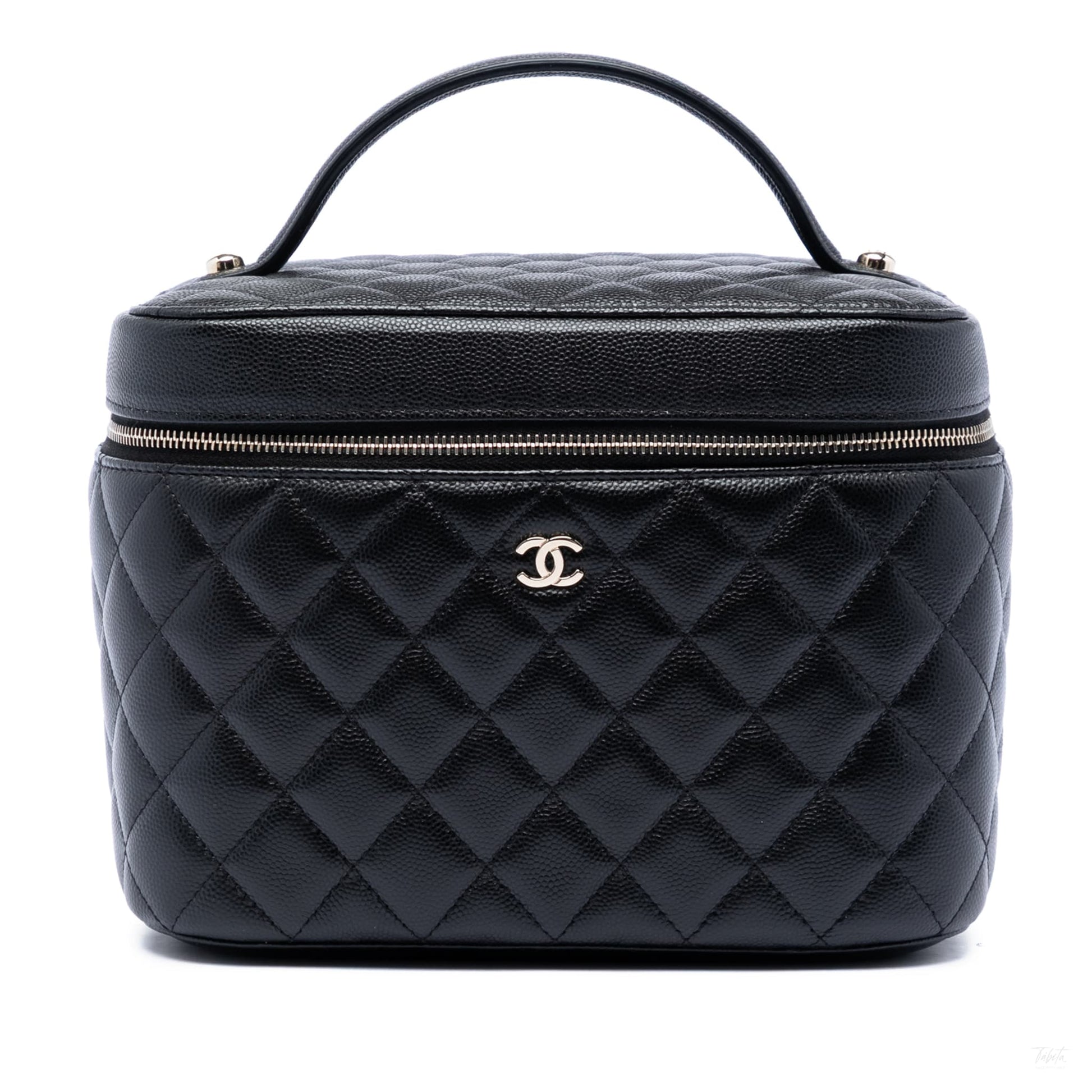 322606108 Chanel Medium CC Quilted Caviar Vanity Case Black 1