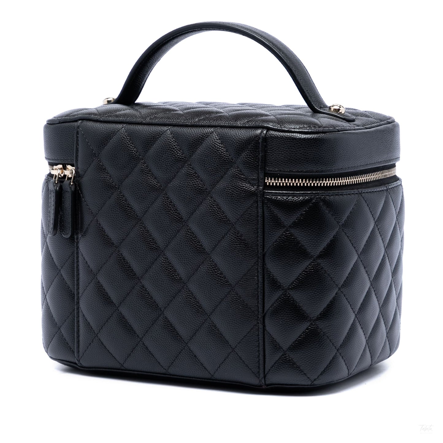 322606108 Chanel Medium CC Quilted Caviar Vanity Case Black 2