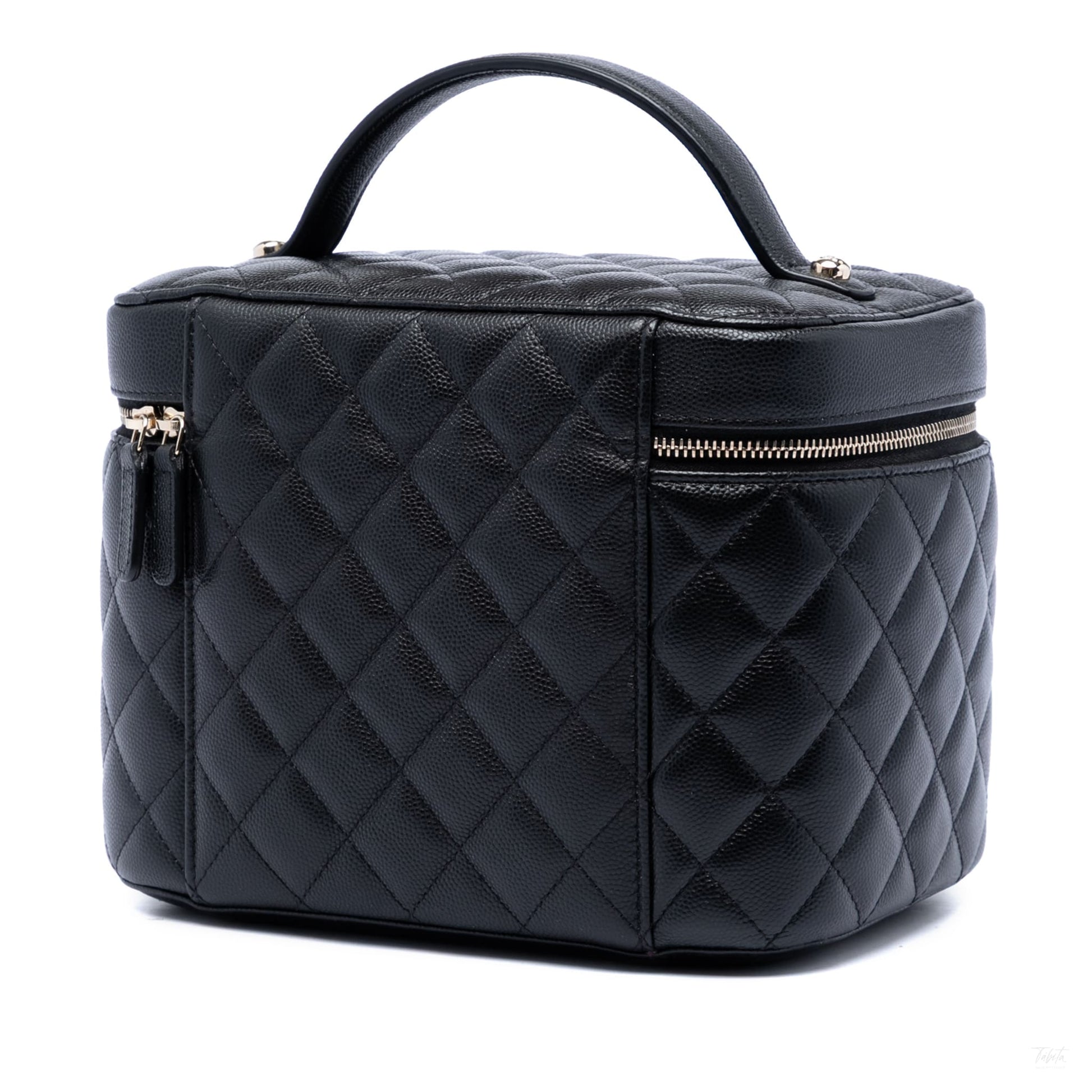 322606108 Chanel Medium CC Quilted Caviar Vanity Case Black 2