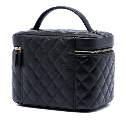 322606108 Chanel Medium CC Quilted Caviar Vanity Case Black 2