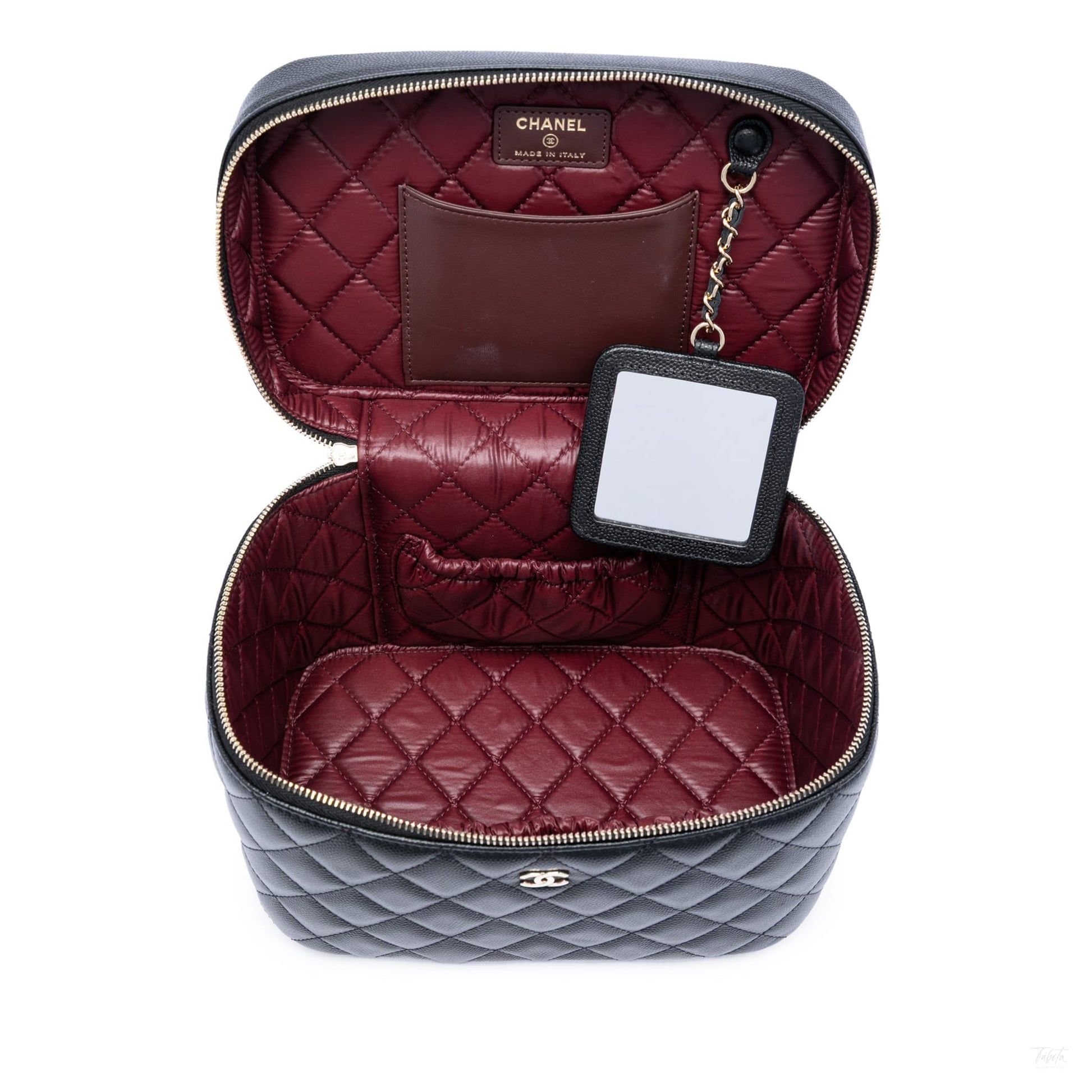 322606108 Chanel Medium CC Quilted Caviar Vanity Case Black 4