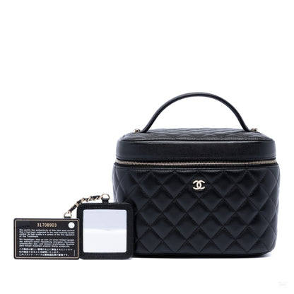 322606108 Chanel Medium CC Quilted Caviar Vanity Case Black 6