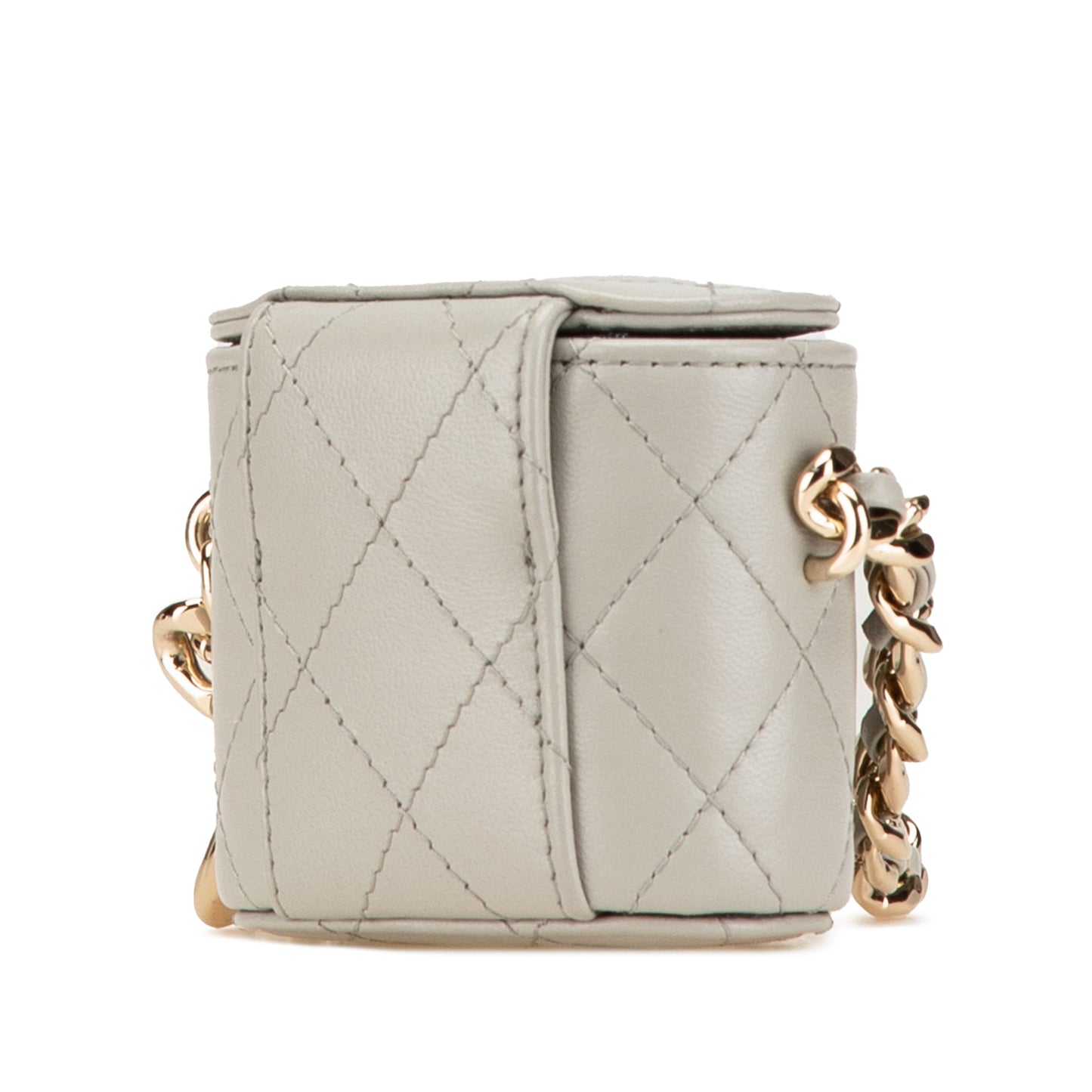 Vanity Case Mini Lambskin Leather Elegant Chain Quilted Crossbody Grey