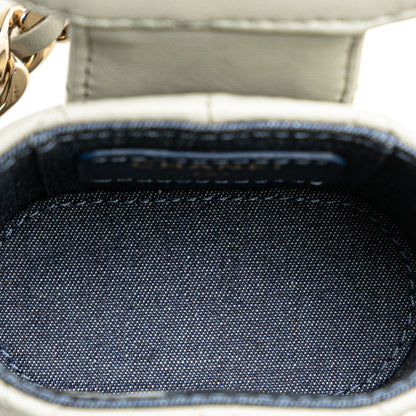 Vanity Case Mini Lambskin Leather Elegant Chain Quilted Crossbody Grey